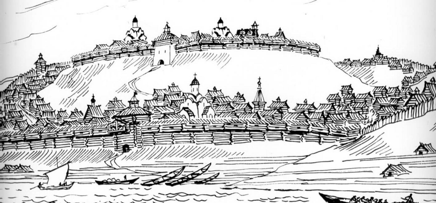 Нижний Новгород в XIV веке. Рисунок C. Л. Агафонова Нижний Новгород в XIV веке. Рисунок C. Л. Агафонова