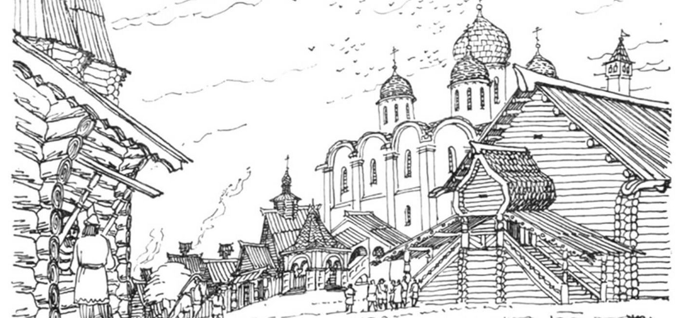 На Соборной площади Нижегородского кремля. Рисунок С. Л. Агафонова На Соборной площади Нижегородского кремля. Рисунок С. Л. Агафонова
